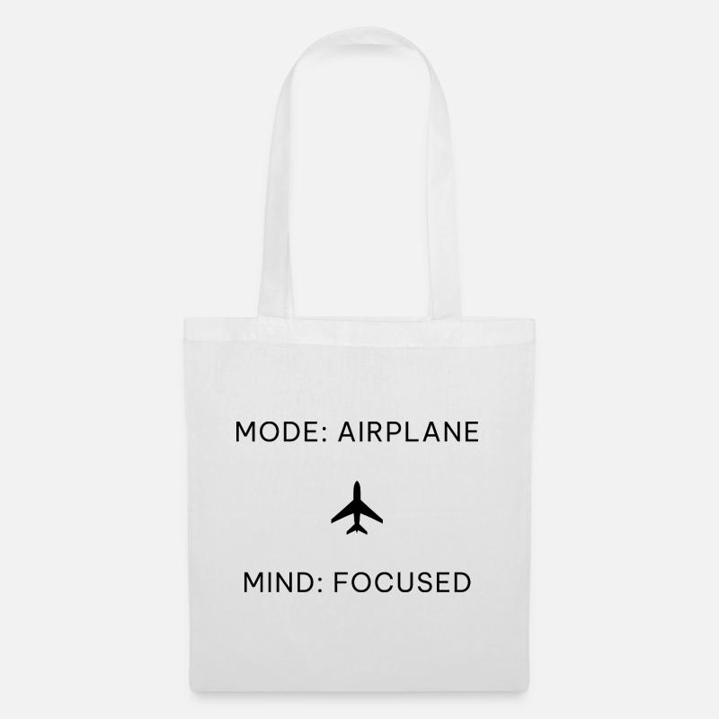 Mode Airplane Mind Focused – Digital Detox Spruch - Stoffbeutel - Weiß