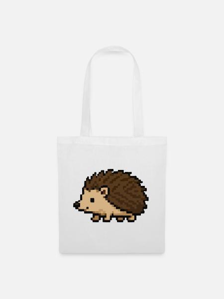 Pixeliger Igel im Retro-Stil - Stoffbeutel - Weiß