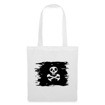 Piratenflagge Jolly Roger Totenkopf Fahne Pirat - Stoffbeutel - Weiß - Vorne