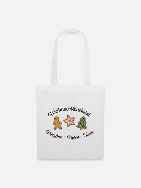 Weihnachtsbäckerei – Plätzchen-Nasch-Team - Stoffbeutel - Weiß