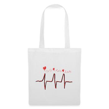 Heartbeat Love - Herzschlag Love, Liebe, Αγάπη - Stoffbeutel - Weiß - Vorne