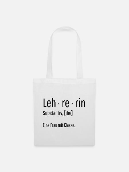 Lehrerin Substantiv Definition Schule Geschenk - Stoffbeutel - Weiß