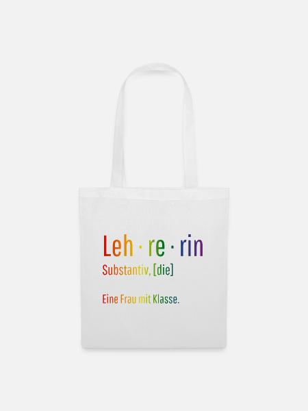 Lehrerin Substantiv Definition Schule Geschenk - Stoffbeutel - Weiß