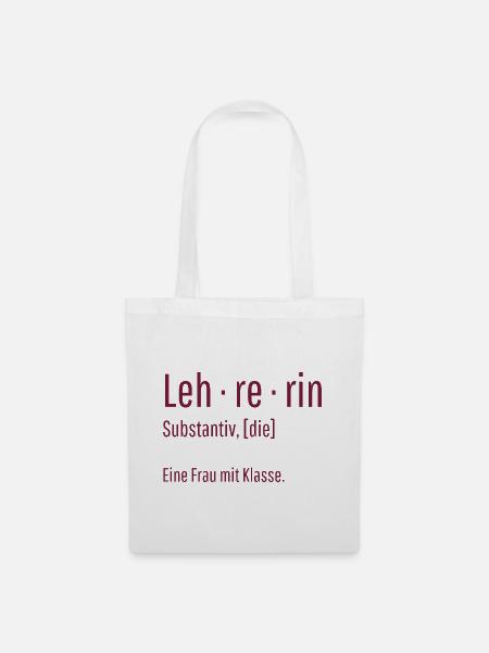 Lehrerin Substantiv Definition Schule Geschenk - Stoffbeutel - Weiß