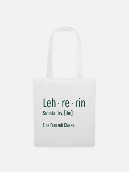 Lehrerin Substantiv Definition Schule Geschenk - Stoffbeutel - Weiß