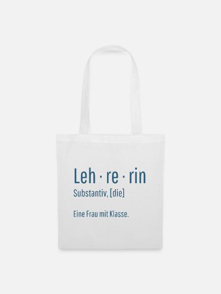 Lehrerin Substantiv Definition Schule Geschenk - Stoffbeutel - Weiß