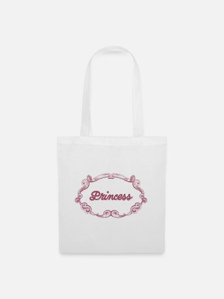 Rosa Prinzessin Schnörkelrahmen - Stoffbeutel - Weiß