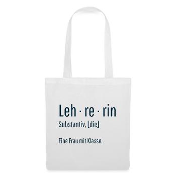 Lehrerin Substantiv Definition Schule Geschenk - Stoffbeutel - Weiß - Vorne
