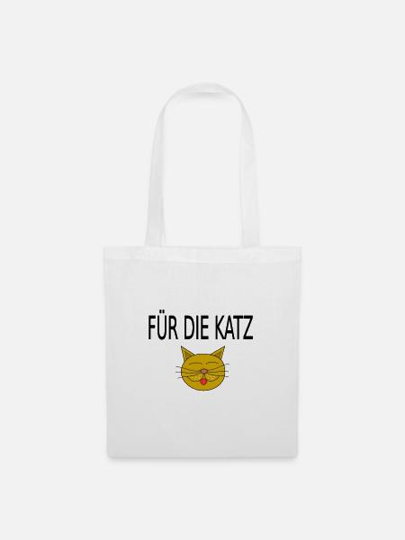 Gelber Katzengesicht Zunge - Stoffbeutel - Weiß