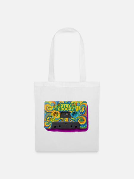 Stay Groovy Psychedelic Kassette - Stoffbeutel - Weiß