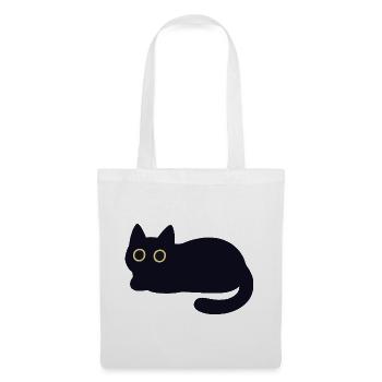Schwarze Katze mit gelben Augen - Stoffbeutel - Weiß - Vorne