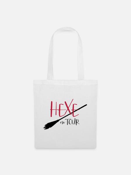 Hexe on tour - Party, Fasching, Halloween - Stoffbeutel - Weiß