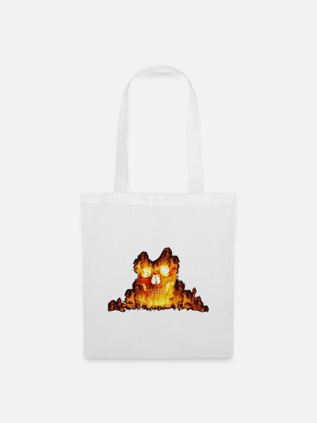 Brennender Totenkopf – Feuer Schädel Metal - Stoffbeutel - Weiß
