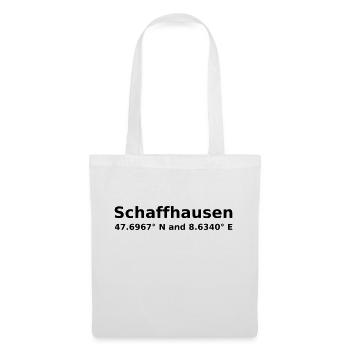 Schaffhausen - mit Geo Koordinaten Waagrecht - Stoffbeutel - Weiß - Vorne