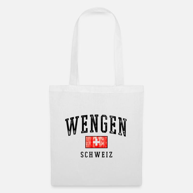 Wengen Schweiz Emblem - Stoffbeutel - Weiß