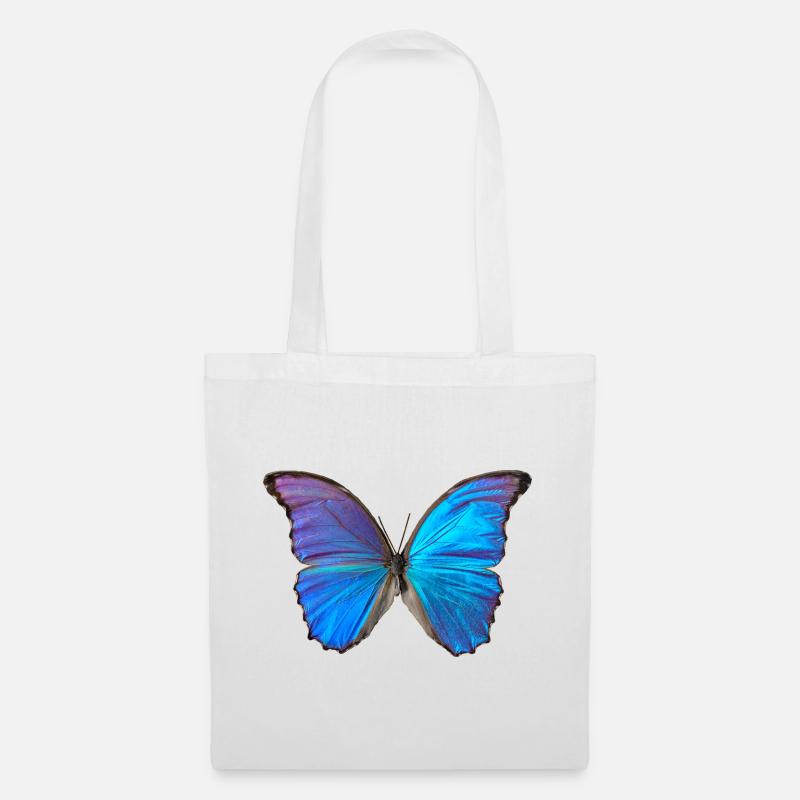 Blauer Schmetterling - Stoffbeutel - Weiß