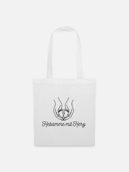 Hebamme mit Herz - personalisierbares Design - Stoffbeutel - Weiß