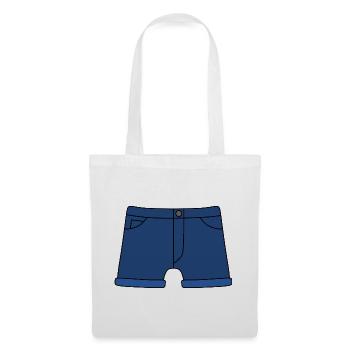 Lässige Denim-Shorts mit Rollsaum - Stoffbeutel - Weiß - Vorne
