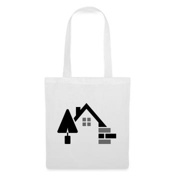 Logo Maurer avec truelle, briques et contour de maison - Sac en tissu - blanc - Devant