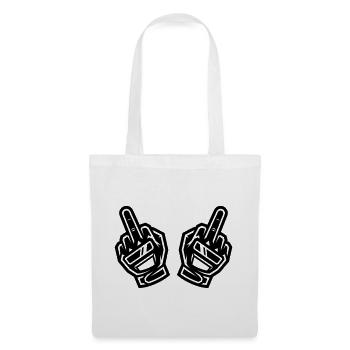 Zwei Mittelfinger Handschuhe Schwarz Symbol - Stoffbeutel - Weiß - Vorne