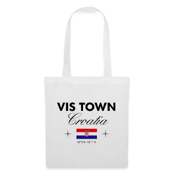 Vis Kroatien Koordinaten Reise Souvenir - Stoffbeutel - Weiß - Vorne