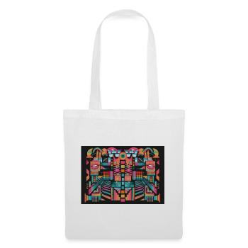 Psychedelischer WOW Mosaik Print - Stoffbeutel - Weiß - Vorne