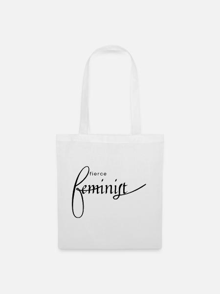 fierce feminist Schriftzug - Stoffbeutel - Weiß