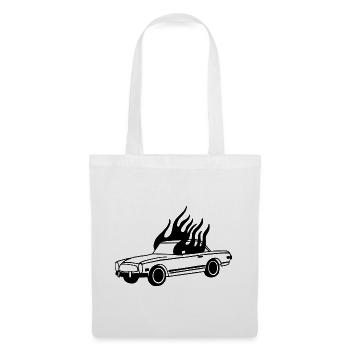 Voiture en flammes - Voiture classique - Sac en tissu - blanc - Devant