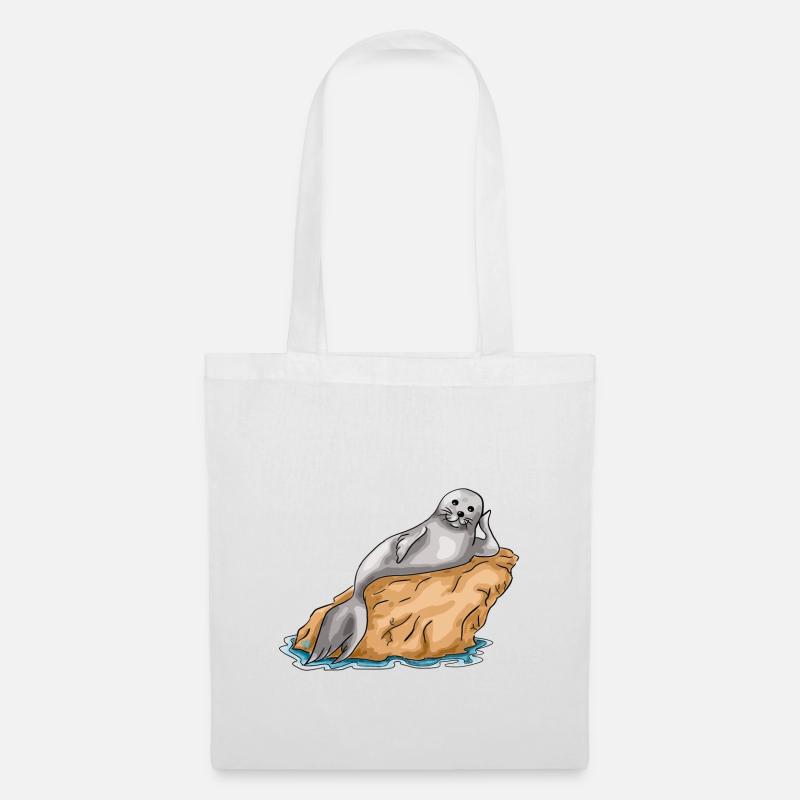 Meerverliebte Robbe | Yolo-Artwork - Stoffbeutel - Weiß