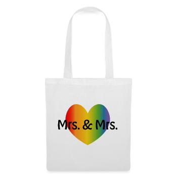 Regenbogen Mrs and Mrs 2 rainbow Herz - Stoffbeutel - Weiß - Vorne