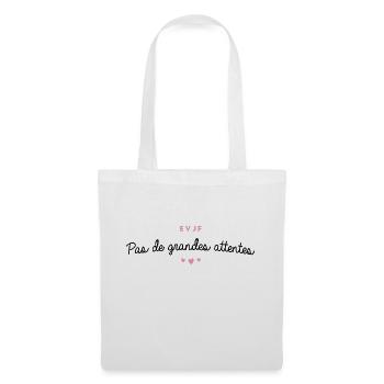 T-shirt EVJF "Pas de grandes attentes" - Sac en tissu - blanc - Devant