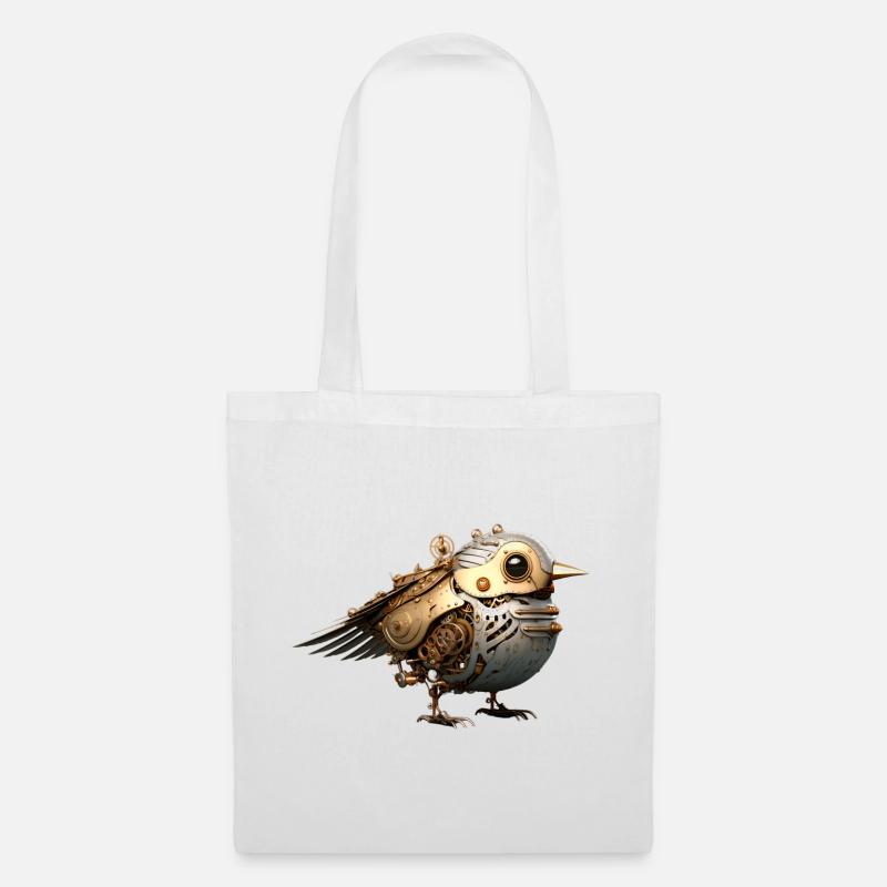 Steampunk Vogel - Stoffbeutel - Weiß