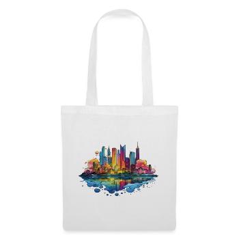 Bunte Skyline Reflektion - Stoffbeutel - Weiß - Vorne
