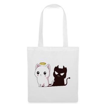 Kawaii-Engelkatze mit Teufelsschatten - Stoffbeutel - Weiß - Vorne