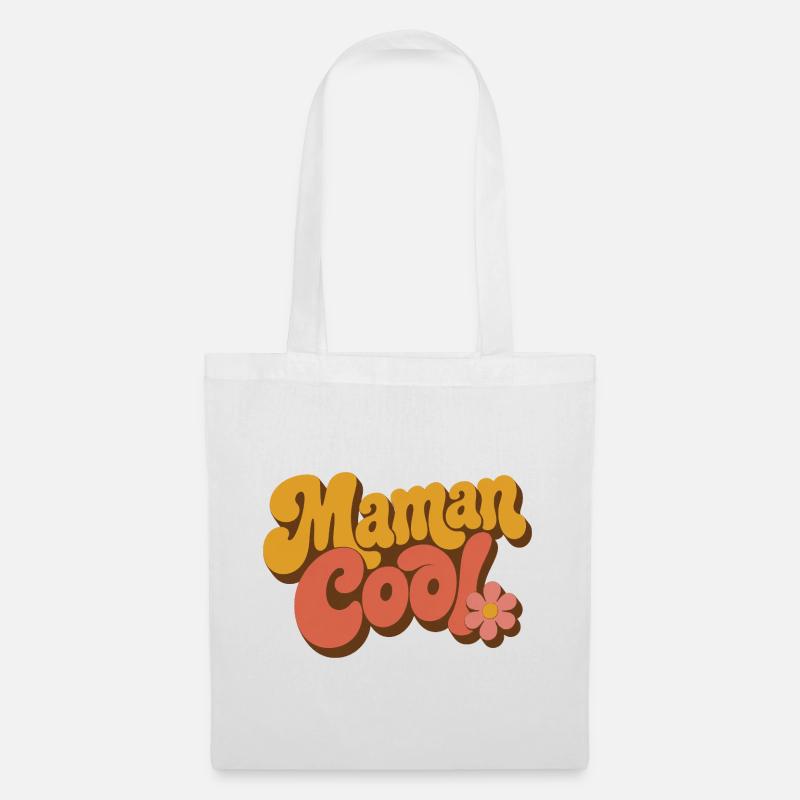 Mama Cool Retro Blumen 70er Jahre - Stoffbeutel - Weiß