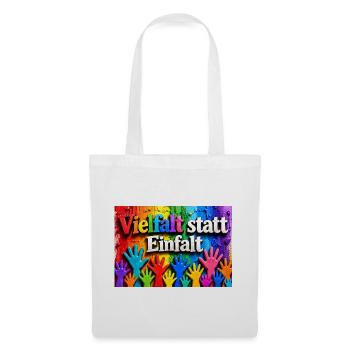 Vielfalt statt Einfalt bunte Handabdrücke - Stoffbeutel - Weiß - Vorne