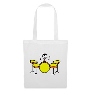 Trommel Drumset Drummer - Stoffbeutel - Weiß - Vorne