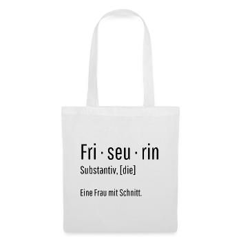 Friseurin Substantiv Definition Geschenk - Stoffbeutel - Weiß - Vorne
