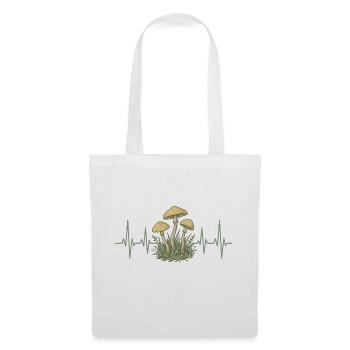 Pilze Herzschlag Pilzesammeln Wald T-Shirt - Stoffbeutel - Weiß - Vorne
