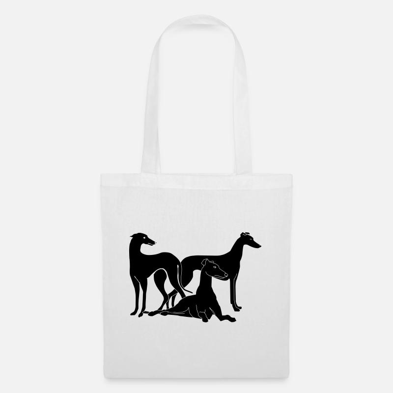 Gruppe Galgos / Greyhounds - Stoffbeutel - Weiß