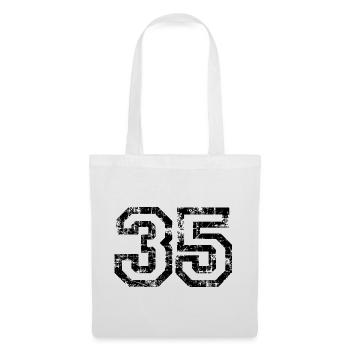 Zahl 35 (Vintage Weiß) 35. Geburtstag Nr. 35 - Stoffbeutel - Weiß - Vorne