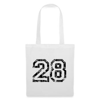 Zahl 28 (Vintage Weiß) 28. Geburtstag N. 28 - Stoffbeutel - Weiß - Vorne