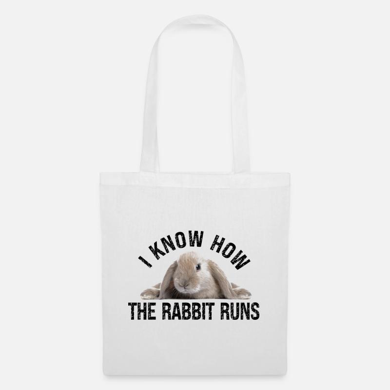 Kaninchen I know how the rabbit run Denglisch - Stoffbeutel - Weiß