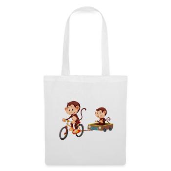 Singe mignon rigolo - Sac en tissu - blanc - Devant