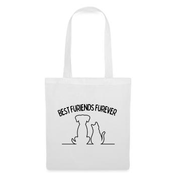 Best Furiends Furever Katze und Hund - Stoffbeutel - Weiß - Vorne