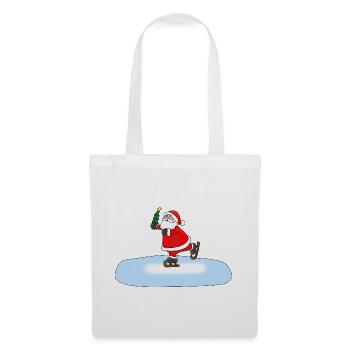 Père Noël patinant - Sac en tissu - blanc - Devant