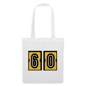 60. 60 ANS. 60e ANNIVERSAIRE. ANNIVERSAIRE 60 ANS. - Sac en tissu - blanc - Devant