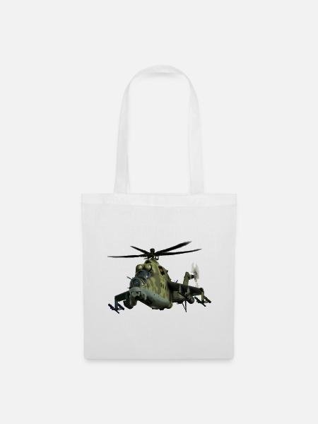 Kampfflugzeug Tarnmuster Helikopter - Stoffbeutel - Weiß