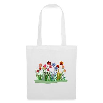 Imaginative colorful tulips on spring meadow - Tote Bag - white - Front