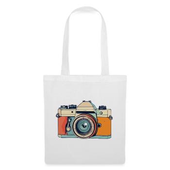 Appareil photo reflex rétro Illustration d’appareil photo - Sac en tissu - blanc - Devant